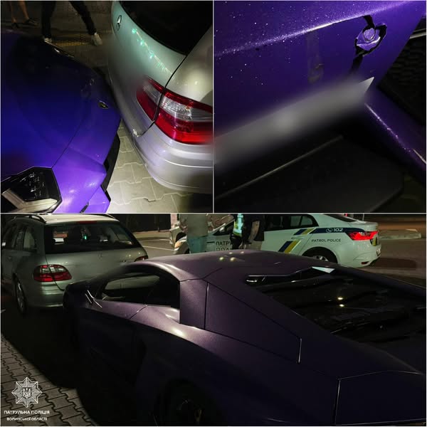 У Луцьку п'яний водій Mercedes наїхав на припаркований Lamborghini 