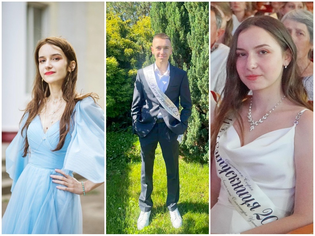Випускники Володимир-Волинської громади Дарина Калитюк, Софія Оксентюк та Володимир Антонюк — автори максимальних 200 балів на НМТ 2024. Фото з офіційної сторінки Володимирської міськради.