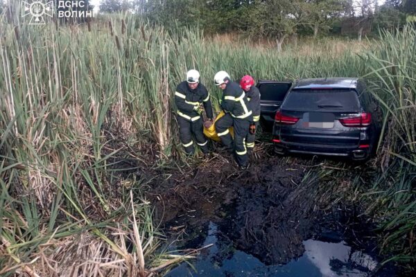 Водію стало погано за кермом: автомобіль заїхав у болото 