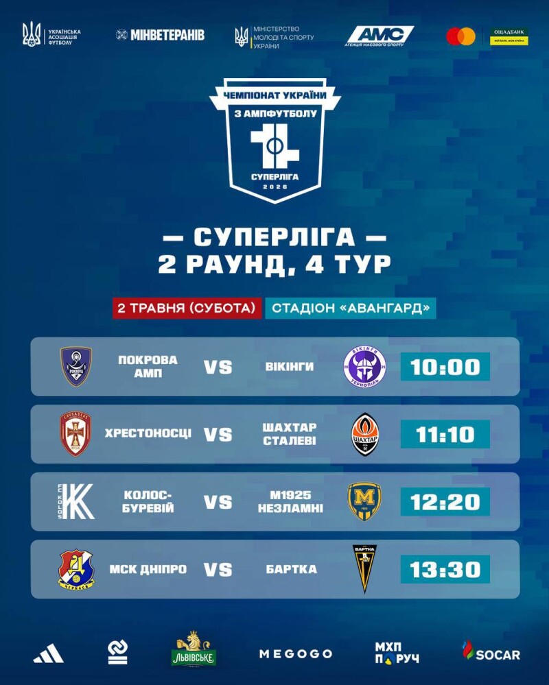 Луцьк прийматиме 2-й тур Суперліги чемпіонату України з ампфутболу 