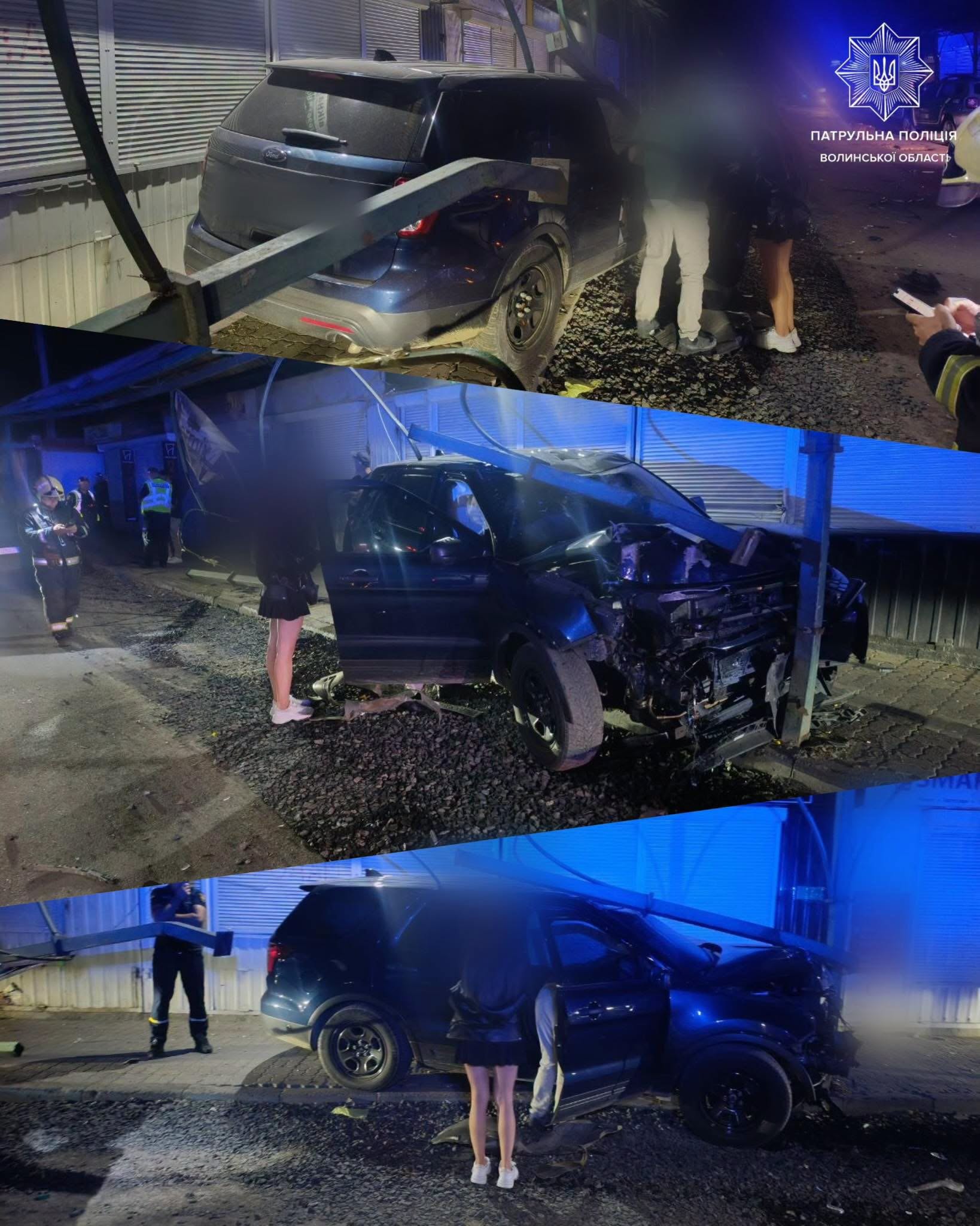 У Луцьку водій “під шафе”, втікаючи від патрульних, врізався в металеві опори