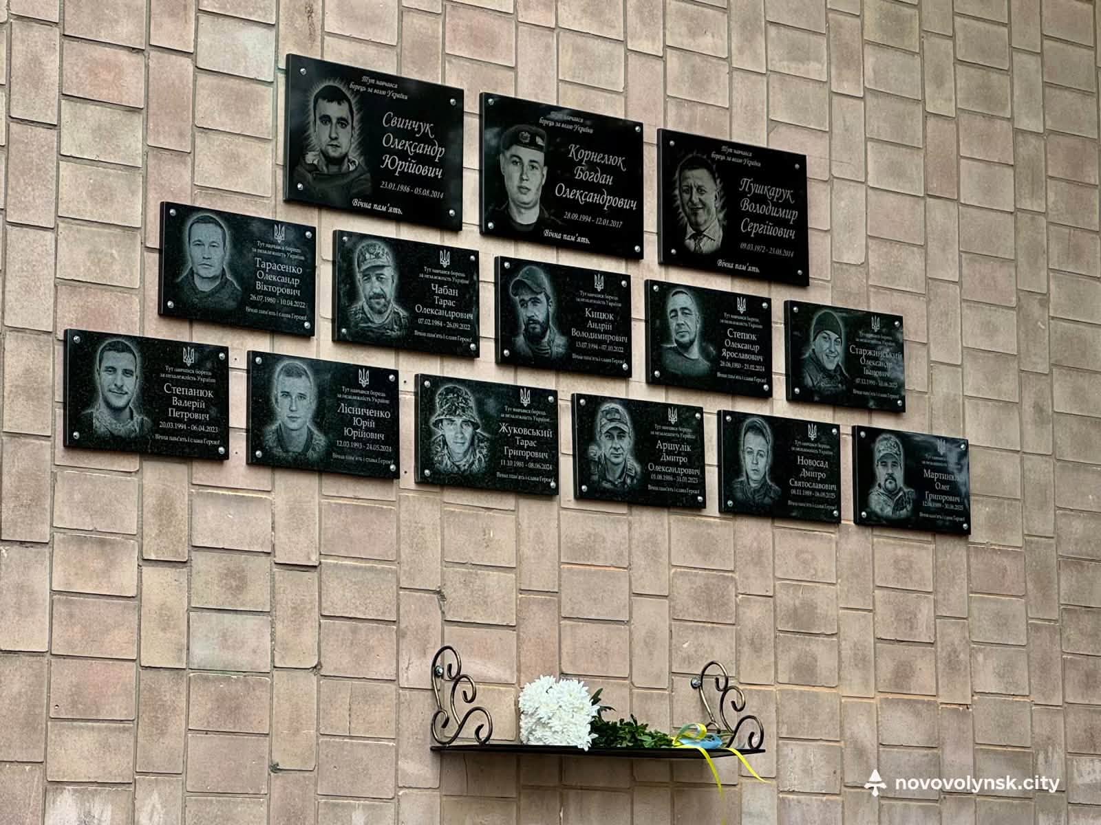 На фасаді Нововолинської гімназії увіковічнили пам’ять про 11 полеглих Героїв